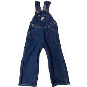 VTG Kids Talk Dark Wash 100% Cotton Snap Crotch Denim Play Overalls Size 2T